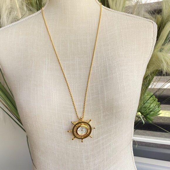 Joan Rivers VTG Nautical Watch Brooch Pendant Necklace - Picture 7 of 11